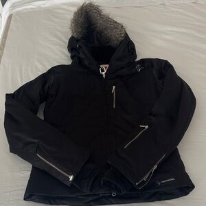 Rossignol Women's Black Ski Jacket with Faux Fur Trimmed Hood